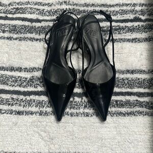 Zara Black Elegant Slingback Heels